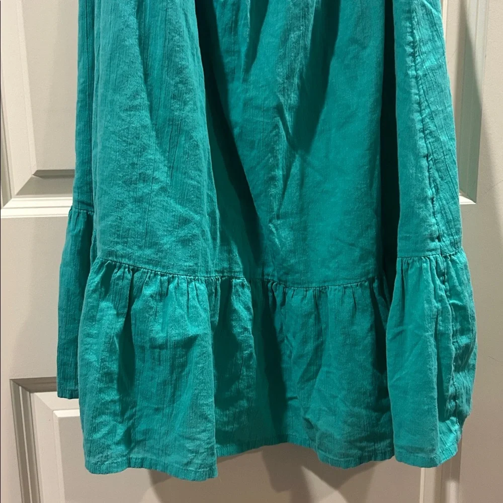 Old Navy 100% cotton halter spaghetti strap Ruffle hem Dress size L (10-12) teal